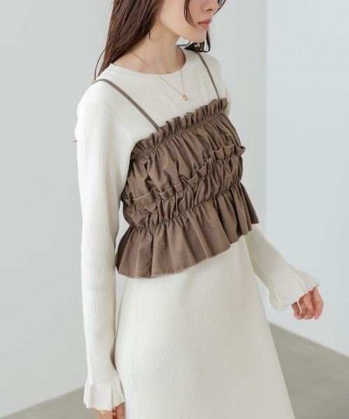 Bab(バブ)の「【選べるサイズ展開】ビスチェSETニットワンピース(ワンピース・レディース・杢グレー/ブラック/アイボリー・M/S)」の6枚目の写真