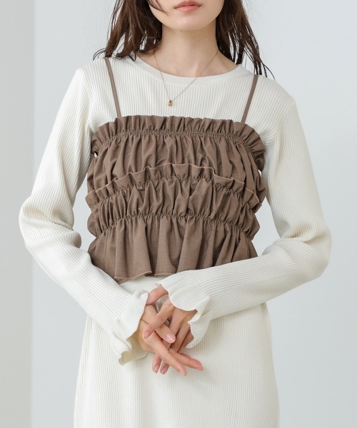 Bab(バブ)の「【選べるサイズ展開】ビスチェSETニットワンピース(ワンピース・レディース・杢グレー/ブラック/アイボリー・M/S)」の7枚目の写真