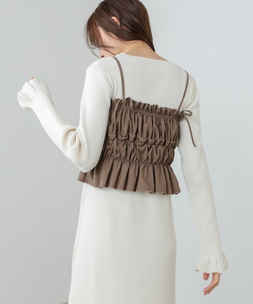 Bab(バブ)の「【選べるサイズ展開】ビスチェSETニットワンピース(ワンピース・レディース・杢グレー/ブラック/アイボリー・M/S)」の9枚目の写真