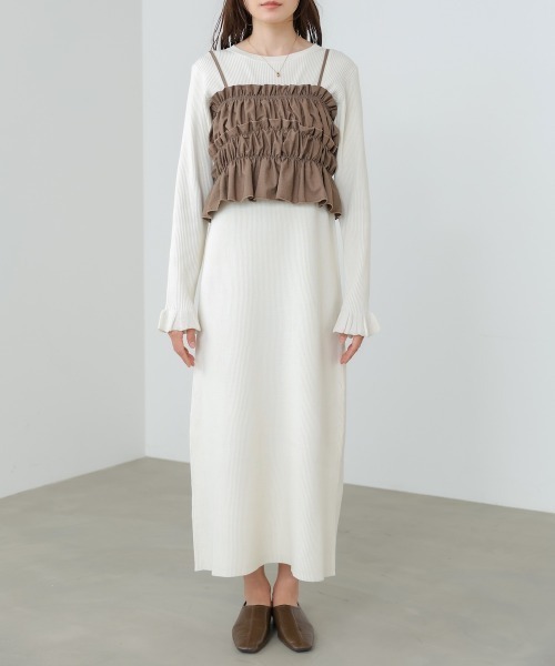 Bab(バブ)の「【選べるサイズ展開】ビスチェSETニットワンピース(ワンピース・レディース・杢グレー/ブラック/アイボリー・M/S)」の12枚目の写真