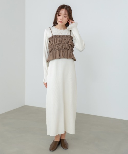 Bab(バブ)の「【選べるサイズ展開】ビスチェSETニットワンピース(ワンピース・レディース・杢グレー/ブラック/アイボリー・M/S)」の17枚目の写真