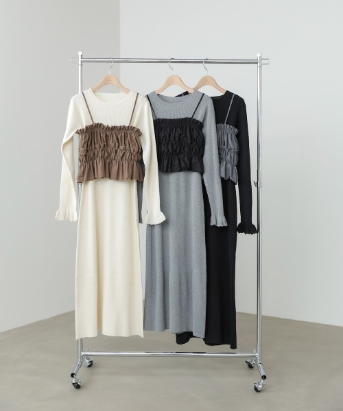 Bab(バブ)の「【選べるサイズ展開】ビスチェSETニットワンピース(ワンピース・レディース・杢グレー/ブラック/アイボリー・M/S)」の18枚目の写真