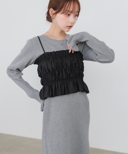 Bab(バブ)の「【選べるサイズ展開】ビスチェSETニットワンピース(ワンピース・レディース・杢グレー/ブラック/アイボリー・M/S)」の20枚目の写真