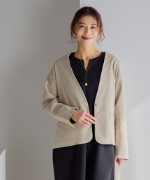 studio CLIP | 【WEB限定】楽ストレッチボタンジャケット[プラスサイズあり]《オケージョン2026SS》(ノーカラージャケット)