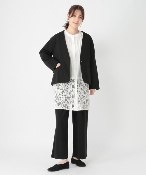 studio CLIP（スタディオクリップ）の「【WEB限定】楽ストレッチボタンジャケット[プラスサイズあり]《オケージョン2026SS》（ノーカラージャケット・レディース・ブラック/ライトベージュ/ネイビー・MEDIUM/LARGE/ﾌﾘｰ(L)）」の10枚目の写真