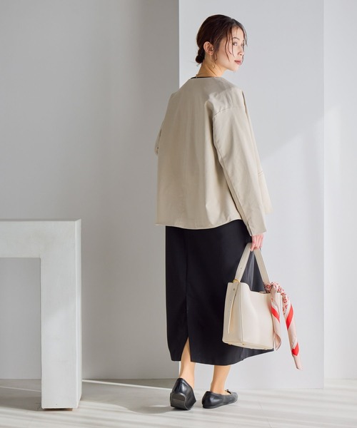 studio CLIP（スタディオクリップ）の「【WEB限定】楽ストレッチボタンジャケット[プラスサイズあり]《オケージョン2026SS》（ノーカラージャケット・レディース・ブラック/ライトベージュ/ネイビー・MEDIUM/LARGE/ﾌﾘｰ(L)）」の17枚目の写真