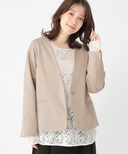 studio CLIP（スタディオクリップ）の「【WEB限定】楽ストレッチボタンジャケット[プラスサイズあり]《オケージョン2026SS》（ノーカラージャケット・レディース・ブラック/ライトベージュ/ネイビー・MEDIUM/LARGE/ﾌﾘｰ(L)）」の22枚目の写真