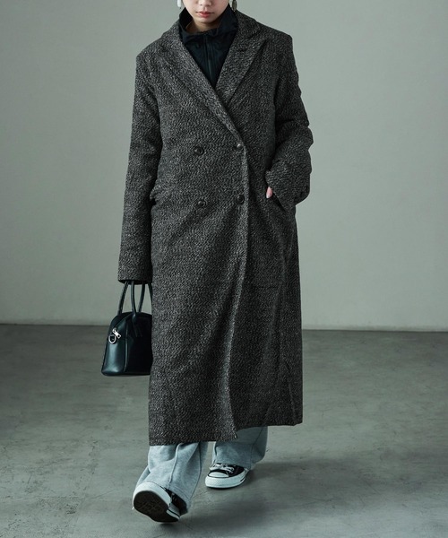 Fashion Letter（ファッションレター）の「ツイードチェスターロングコート（チェスターコート・レディース・ブラウン/オレンジ/ブラック・M）」の7枚目の写真