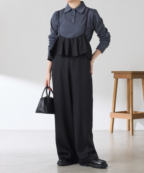 COLLAGE GALLARDAGALANTE（コラージュガリャルダガランテ）の「ラッフルサスペンダーパンツ（その他パンツ・レディース・ブラック/ベージュ・FREE）」の3枚目の写真