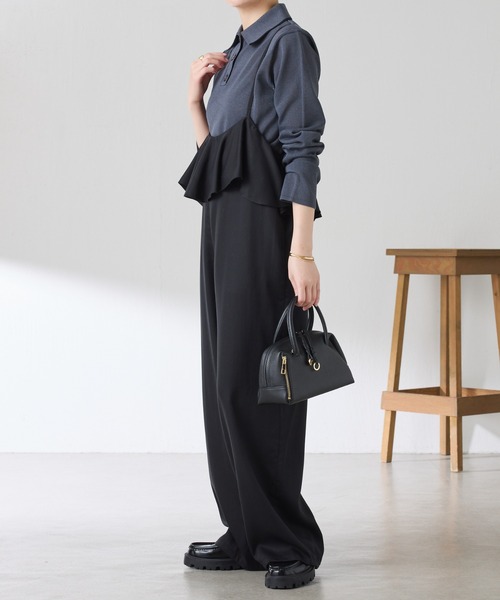 COLLAGE GALLARDAGALANTE（コラージュガリャルダガランテ）の「ラッフルサスペンダーパンツ（その他パンツ・レディース・ブラック/ベージュ・FREE）」の12枚目の写真