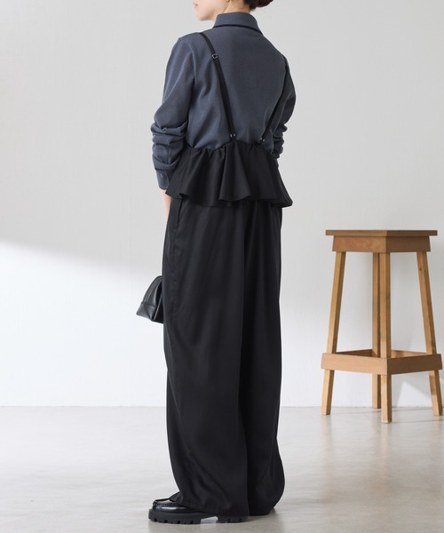 COLLAGE GALLARDAGALANTE（コラージュガリャルダガランテ）の「ラッフルサスペンダーパンツ（その他パンツ・レディース・ブラック/ベージュ・FREE）」の13枚目の写真