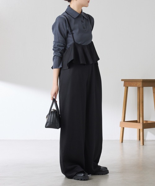 COLLAGE GALLARDAGALANTE（コラージュガリャルダガランテ）の「ラッフルサスペンダーパンツ（その他パンツ・レディース・ブラック/ベージュ・FREE）」の14枚目の写真