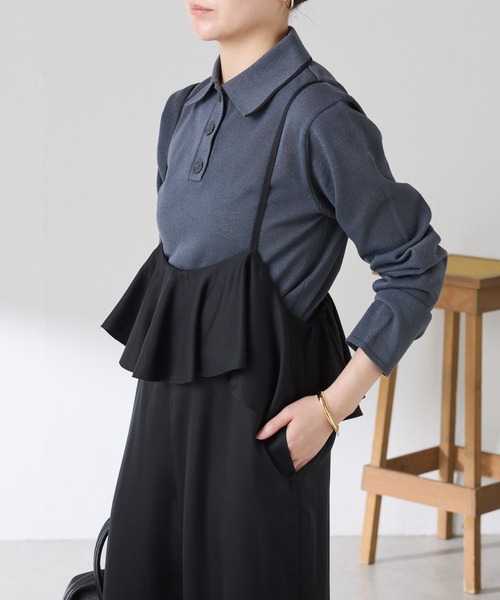 COLLAGE GALLARDAGALANTE（コラージュガリャルダガランテ）の「ラッフルサスペンダーパンツ（その他パンツ・レディース・ブラック/ベージュ・FREE）」の5枚目の写真