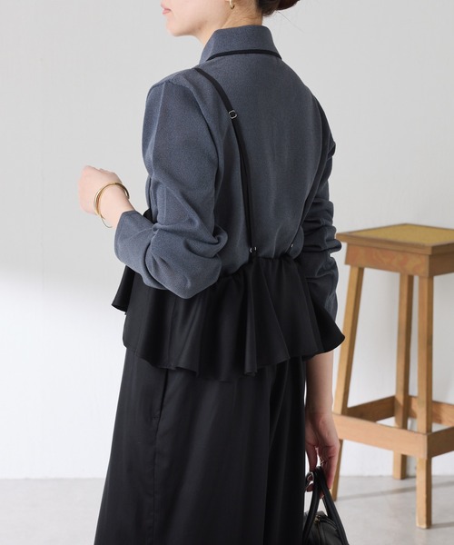 COLLAGE GALLARDAGALANTE（コラージュガリャルダガランテ）の「ラッフルサスペンダーパンツ（その他パンツ・レディース・ブラック/ベージュ・FREE）」の6枚目の写真