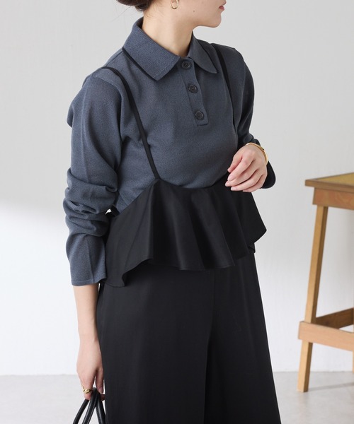 COLLAGE GALLARDAGALANTE（コラージュガリャルダガランテ）の「ラッフルサスペンダーパンツ（その他パンツ・レディース・ブラック/ベージュ・FREE）」の7枚目の写真