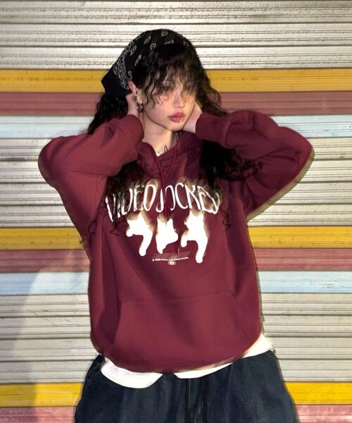 Video Jockey（ビデオジョッキー）の「ニャンニャンニャン フードパーカー [バーガンディ]（パーカー・レディース・その他・S/M/L/XL）」の16枚目の写真