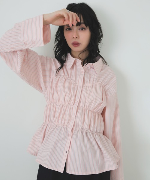 LIAN（リアン）の「シャーリングビスチェデザインシャツ（シャツ/ブラウス・レディース・オフホワイト/ブルー/ブルー系その他2/イエロー系その他/ピンク系その他/イエロー/ベージュ系その他/ピンク・FREE）」の8枚目の写真