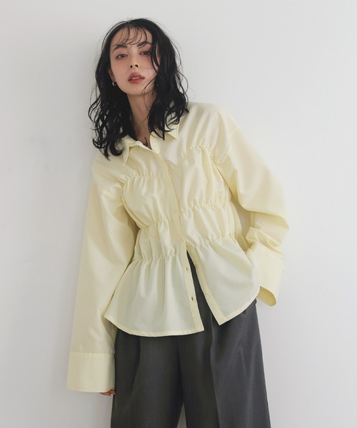 LIAN（リアン）の「シャーリングビスチェデザインシャツ（シャツ/ブラウス・レディース・オフホワイト/ブルー/ブルー系その他2/イエロー系その他/ピンク系その他/イエロー/ベージュ系その他/ピンク・FREE）」の5枚目の写真