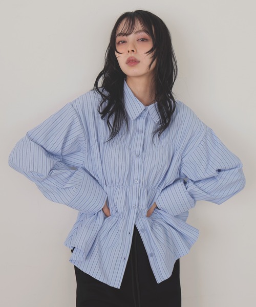 LIAN（リアン）の「シャーリングビスチェデザインシャツ（シャツ/ブラウス・レディース・オフホワイト/ブルー/ブルー系その他2/イエロー系その他/ピンク系その他/イエロー/ベージュ系その他/ピンク・FREE）」の4枚目の写真