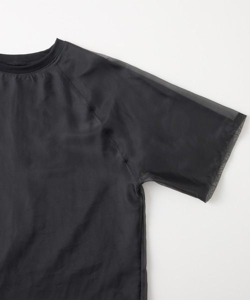 ReDial(リダイアル)の「オーガンジー重ねTシャツ(Tシャツ/カットソー・レディース・チャコールグレー/オフホワイト/ブラック/グレイッシュベージュ・L/M)」の7枚目の写真