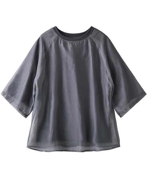 ReDial(リダイアル)の「オーガンジー重ねTシャツ(Tシャツ/カットソー・レディース・チャコールグレー/オフホワイト/ブラック/グレイッシュベージュ・L/M)」の18枚目の写真