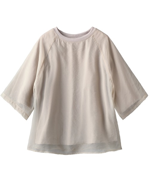 ReDial(リダイアル)の「オーガンジー重ねTシャツ(Tシャツ/カットソー・レディース・チャコールグレー/オフホワイト/ブラック/グレイッシュベージュ・L/M)」の19枚目の写真