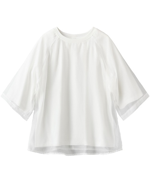 ReDial(リダイアル)の「オーガンジー重ねTシャツ(Tシャツ/カットソー・レディース・チャコールグレー/オフホワイト/ブラック/グレイッシュベージュ・L/M)」の21枚目の写真