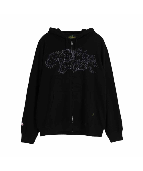 AFTERMATH（アフターマス）の「WAFFLE ZIP HOODIE BLACK（パーカー・レディース・ブラック・M/L/XL）」の2枚目の写真