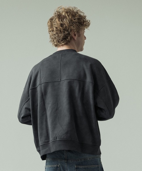 SLICK（スリック）の「【SLICK/スリック】Used Printed Sweat Short Pullover/ユーズドプリントショートレングススウェット/ビンテージ/短丈（Tシャツ/カットソー・メンズ・ブラック/グレー・1/2/3）」の5枚目の写真