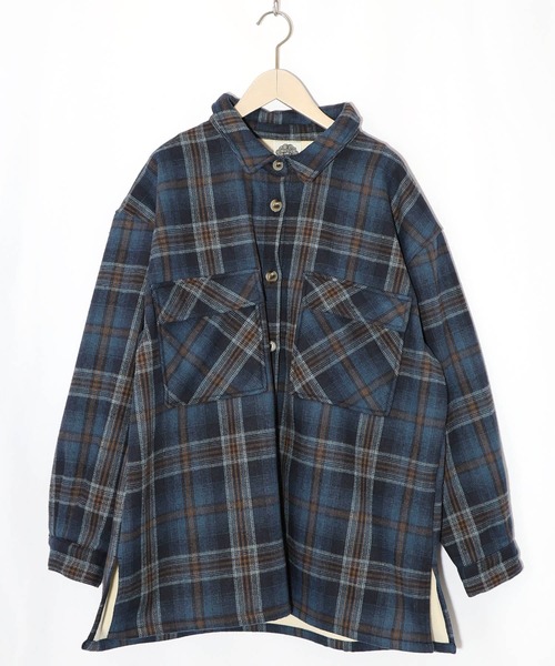 ScoLar（スカラー）の「153758：わんコレ柄ネルチェック×ボアシャツアウター（Tシャツ/カットソー・レディース・ネイビー/ブラウン・M）」の11枚目の写真
