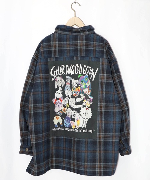 ScoLar（スカラー）の「153758：わんコレ柄ネルチェック×ボアシャツアウター（Tシャツ/カットソー・レディース・ネイビー/ブラウン・M）」の12枚目の写真