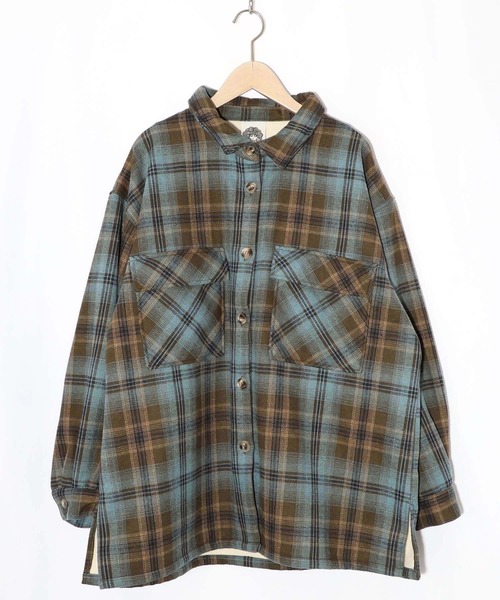 ScoLar（スカラー）の「153758：わんコレ柄ネルチェック×ボアシャツアウター（Tシャツ/カットソー・レディース・ネイビー/ブラウン・M）」の14枚目の写真