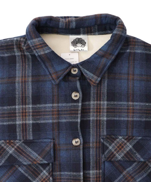 ScoLar（スカラー）の「153758：わんコレ柄ネルチェック×ボアシャツアウター（Tシャツ/カットソー・レディース・ネイビー/ブラウン・M）」の16枚目の写真