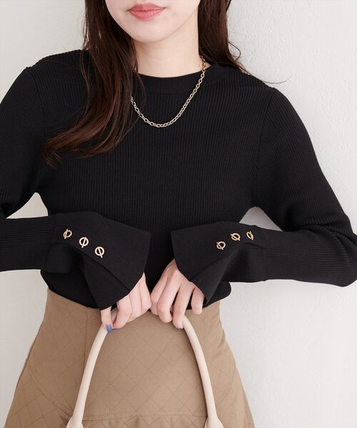 natural couture（ナチュラルクチュール）の「袖口ハトメ釦クルーネックニットプルオーバー（ニット/セーター・レディース・ピンク/グレー/ミント/イエロー/オフホワイト/ブラック・FREE）」の21枚目の写真