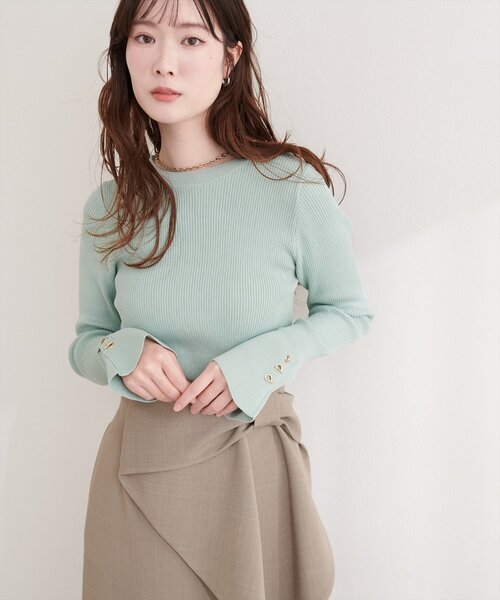 natural couture（ナチュラルクチュール）の「袖口ハトメ釦クルーネックニットプルオーバー（ニット/セーター・レディース・ピンク/グレー/ミント/イエロー/オフホワイト/ブラック・FREE）」の15枚目の写真