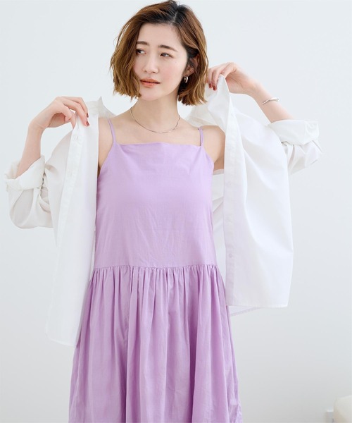 UR'S(ユアーズ)の「カップ付コットンティアードキャミワンピース(ワンピース・レディース・ライトパープル/チャコール/ブラック・S/L/M)」の9枚目の写真