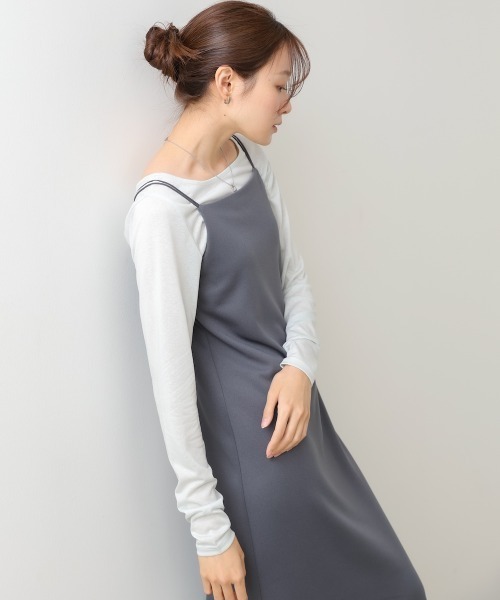 Bab(バブ)の「【選べるサイズ展開】カップ付裾レースキャミワンピース(ワンピース・レディース・ベージュ/チャコールグレー・S/M)」の3枚目の写真
