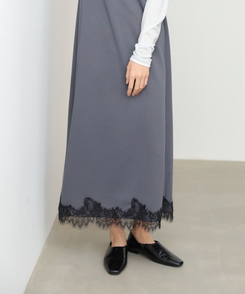 Bab(バブ)の「【選べるサイズ展開】カップ付裾レースキャミワンピース(ワンピース・レディース・ベージュ/チャコールグレー・S/M)」の8枚目の写真