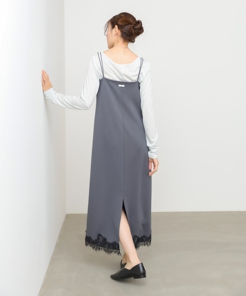 Bab(バブ)の「【選べるサイズ展開】カップ付裾レースキャミワンピース(ワンピース・レディース・ベージュ/チャコールグレー・S/M)」の10枚目の写真