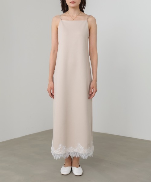 Bab(バブ)の「【選べるサイズ展開】カップ付裾レースキャミワンピース(ワンピース・レディース・ベージュ/チャコールグレー・S/M)」の22枚目の写真