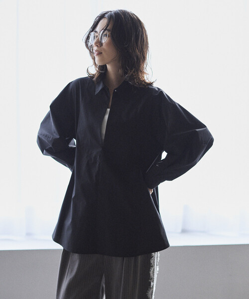 Firsthand（ファーストハンド）の「Firsthand/ファーストハンド フレアシルエット スキッパー バルーンスリーブ シャツ（シャツ/ブラウス・レディース・ミント/ホワイト/ブラック/サックスブルー・FREE）」の15枚目の写真