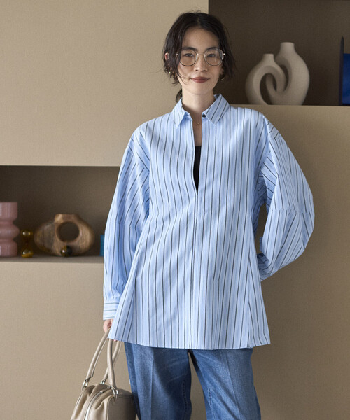 Firsthand（ファーストハンド）の「Firsthand/ファーストハンド フレアシルエット スキッパー バルーンスリーブ シャツ（シャツ/ブラウス・レディース・ミント/ホワイト/ブラック/サックスブルー・FREE）」の22枚目の写真