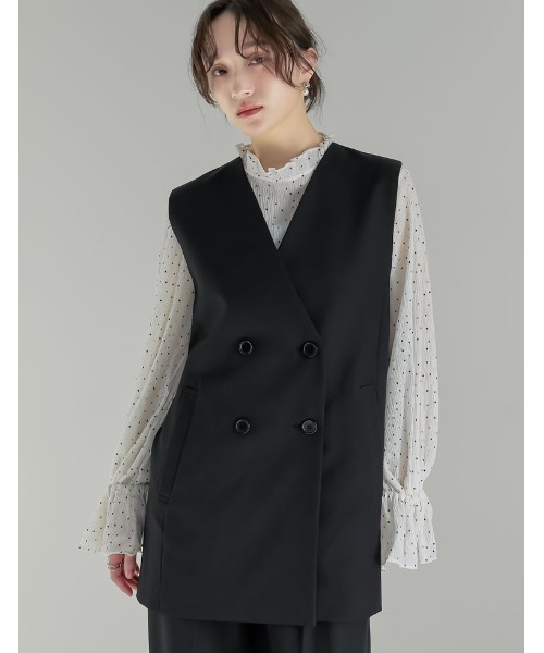 Re:EDIT(リエディ)の「ツイルバックベルトデザインベスト(ダウンベスト・レディース・ベージュ/ネイビー/ブラック・LARGE/MEDIUM)」の8枚目の写真