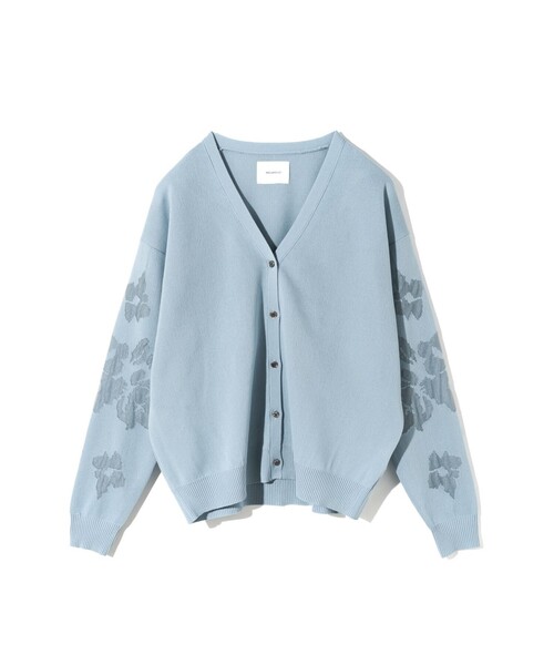 MIDIUMISOLID(ミディウミソリッド)の「MIDIUMISOLID for Ladies フラワージャカードカーディガン(カーディガン/ボレロ・レディース・ライトブルー/ブラック・FREE)」の4枚目の写真
