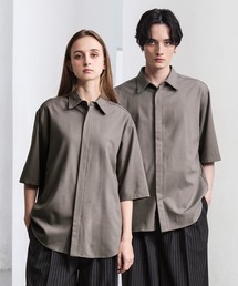 CLEL(�N���C��)�́yCLEL�zSummer Wool Blend Short Sleeve Regular Collar Shirt / �T�}�[�E�[���u�����h �������M�����[�J���[�V���c�y�Z�b�g�A�b�v�Ή��z(�V���c/�u���E�X)