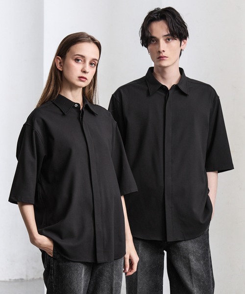 CLEL（クレイル）の「【CLEL】Summer Wool Blend Short Sleeve Regular Collar Shirt / サマーウールブレンド 半袖レギュラーカラーシャツ【セットアップ対応】（シャツ/ブラウス・メンズ・グレー/ナチュラル/モカ/ブラック・XS/L/M/S）」の13枚目の写真