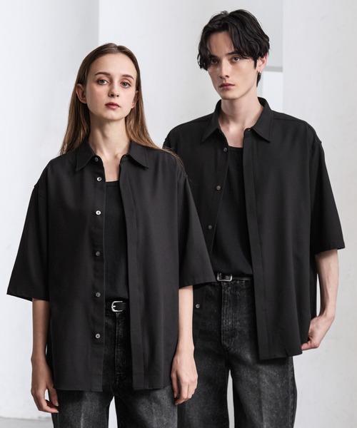 CLEL（クレイル）の「【CLEL】Summer Wool Blend Short Sleeve Regular Collar Shirt / サマーウールブレンド 半袖レギュラーカラーシャツ【セットアップ対応】（シャツ/ブラウス・メンズ・グレー/ナチュラル/モカ/ブラック・XS/L/M/S）」の14枚目の写真