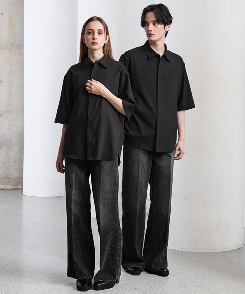 CLEL（クレイル）の「【CLEL】Summer Wool Blend Short Sleeve Regular Collar Shirt / サマーウールブレンド 半袖レギュラーカラーシャツ【セットアップ対応】（シャツ/ブラウス・メンズ・グレー/ナチュラル/モカ/ブラック・XS/L/M/S）」の16枚目の写真