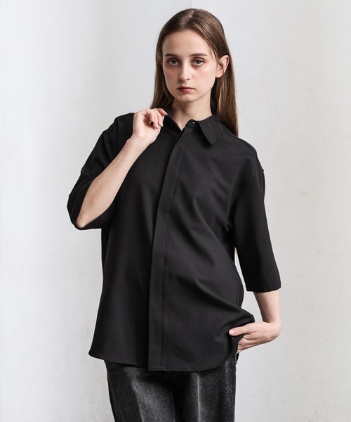 CLEL（クレイル）の「【CLEL】Summer Wool Blend Short Sleeve Regular Collar Shirt / サマーウールブレンド 半袖レギュラーカラーシャツ【セットアップ対応】（シャツ/ブラウス・メンズ・グレー/ナチュラル/モカ/ブラック・XS/L/M/S）」の17枚目の写真