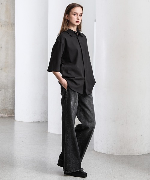 CLEL（クレイル）の「【CLEL】Summer Wool Blend Short Sleeve Regular Collar Shirt / サマーウールブレンド 半袖レギュラーカラーシャツ【セットアップ対応】（シャツ/ブラウス・メンズ・グレー/ナチュラル/モカ/ブラック・XS/L/M/S）」の19枚目の写真